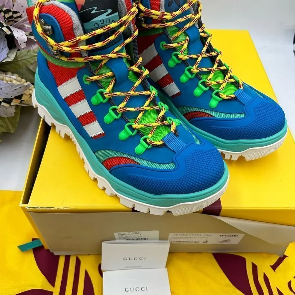 Men’s Gucci, X Adidas, lace up trainer, boot size 9 made in Italy